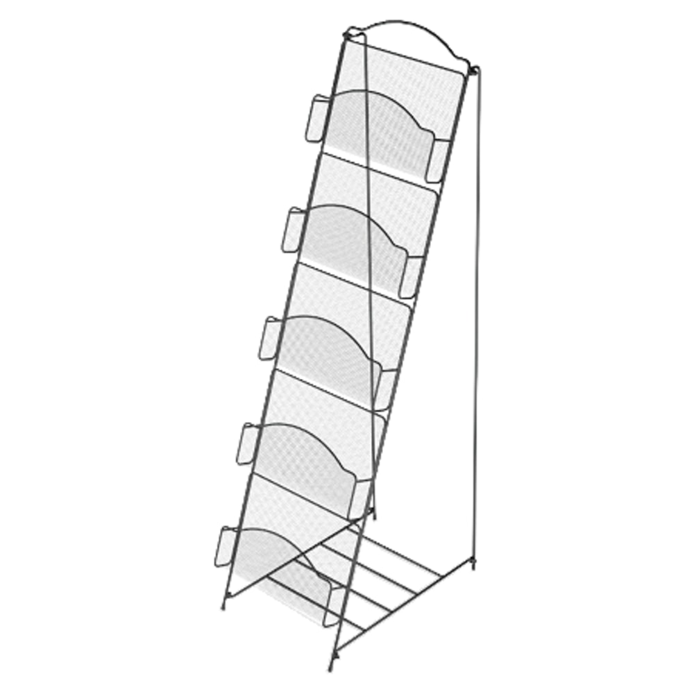 Safco Onyx 5-Pocket Steel Literature Floor Rack, 46in x 18 1/2in x 12 1/2in, Black MPN:6461BL