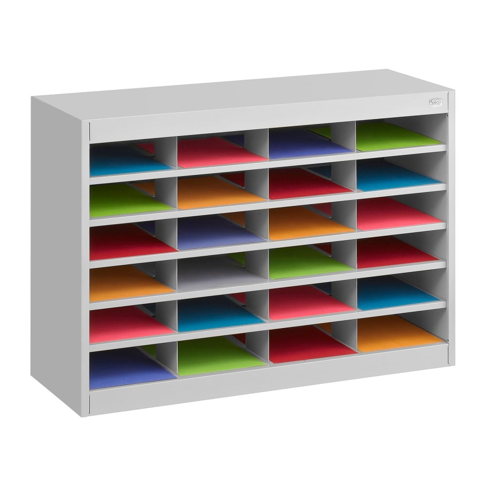 Safco E-Z Stor Steel Literature Organizer, 24 Compartments, 25-3/4inH, Gray MPN:9211GRR