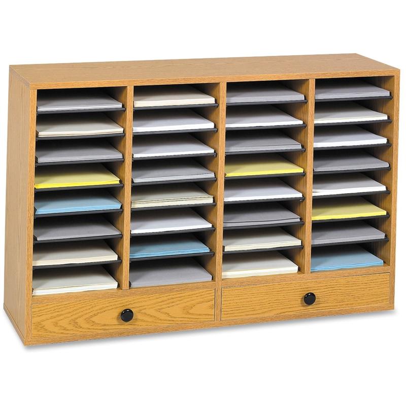 Safco Adjustable Compartment Literature Organizers - 32 Compartments - 2 Drawers - Compartment Size 2.50inx9.50inx11.50in - 9494MO MPN:9494MO