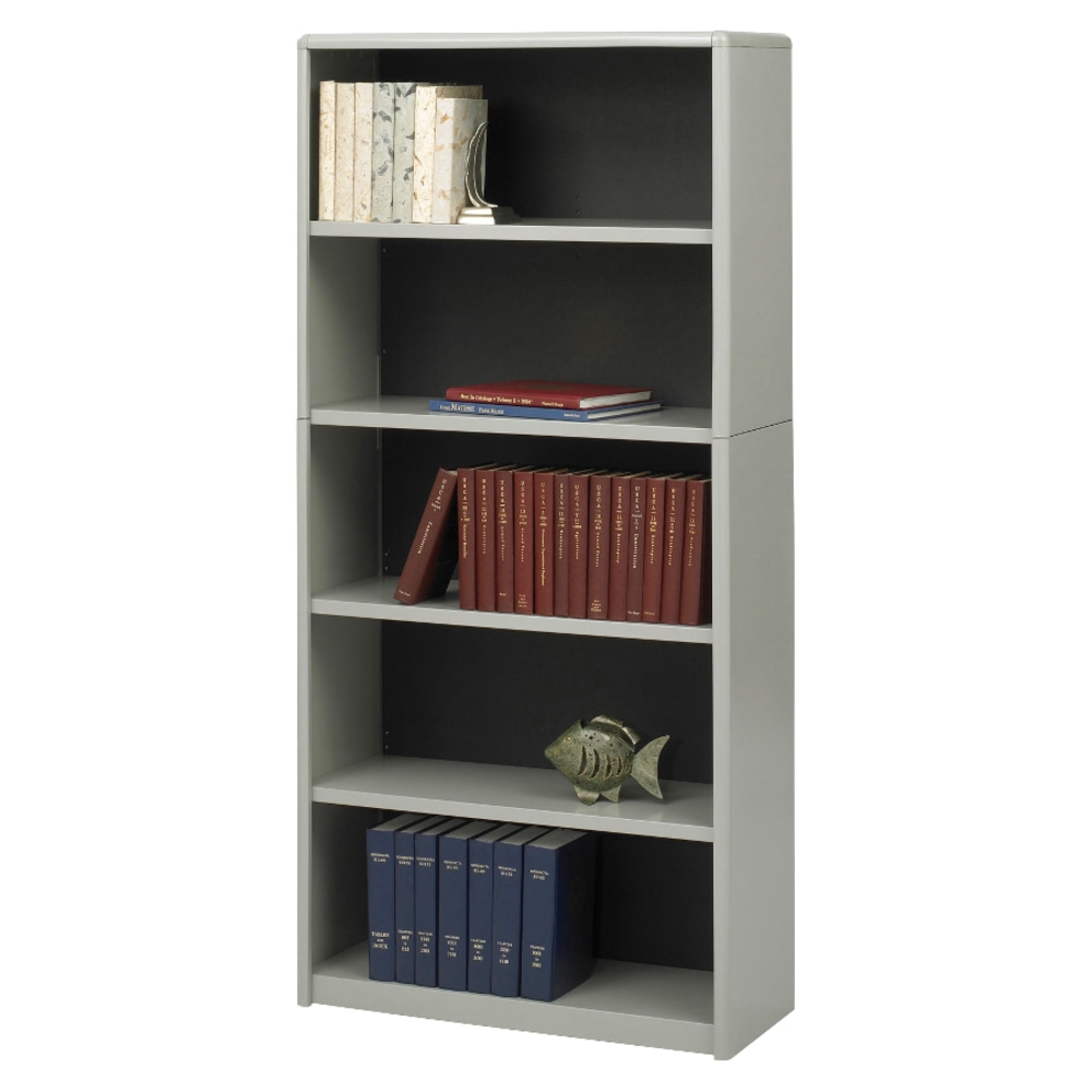 Safco Value Mate Steel Modular Shelving Bookcase, 5 Shelves, 67inH x 31-3/4inW x 13-1/2inD, Gray MPN:7173GR