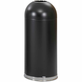 Safco® Steel Round Dome Top Trash Can W/Galvanized Liner 15 Gallon Black 9639BL