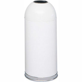 Safco® Steel Round Dome Top Trash Can W/Galvanized Liner 15 Gallon White 9639WH