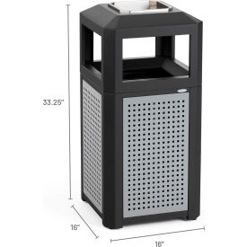 Safco® Evos™ Series Steel Garbage Can w/ Ash 15 Gallon 9933BL 9933BL
