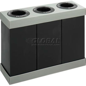 Safco® Recycling Center For Plastic/Cans/Waste 84 Gallon Black/Gray 9798BL