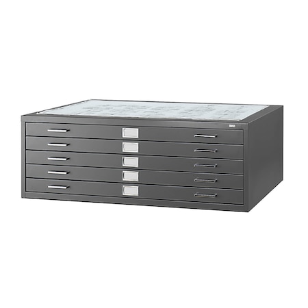 Flat File Cabinet, Black, 5 Drawers MPN:4996BLR