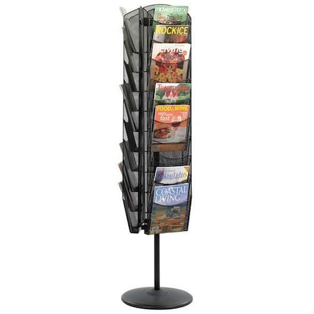 Rotating Magazine Stand, 30-Pocket, Black MPN:5577BL