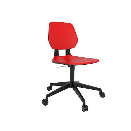 Task Chair, Red, Blk, Polyurethane, Swivel MPN:7825RD