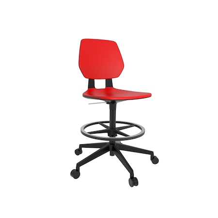 Task Chair, Red, Blk, Polyurethane, Swivel MPN:7827RD