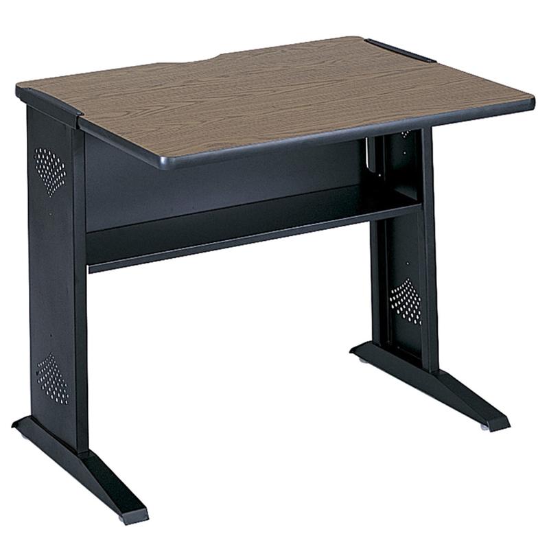 Safco Reversible-Top Computer Desk, 36inW, Mahogany & Medium Oak/Black MPN:1930