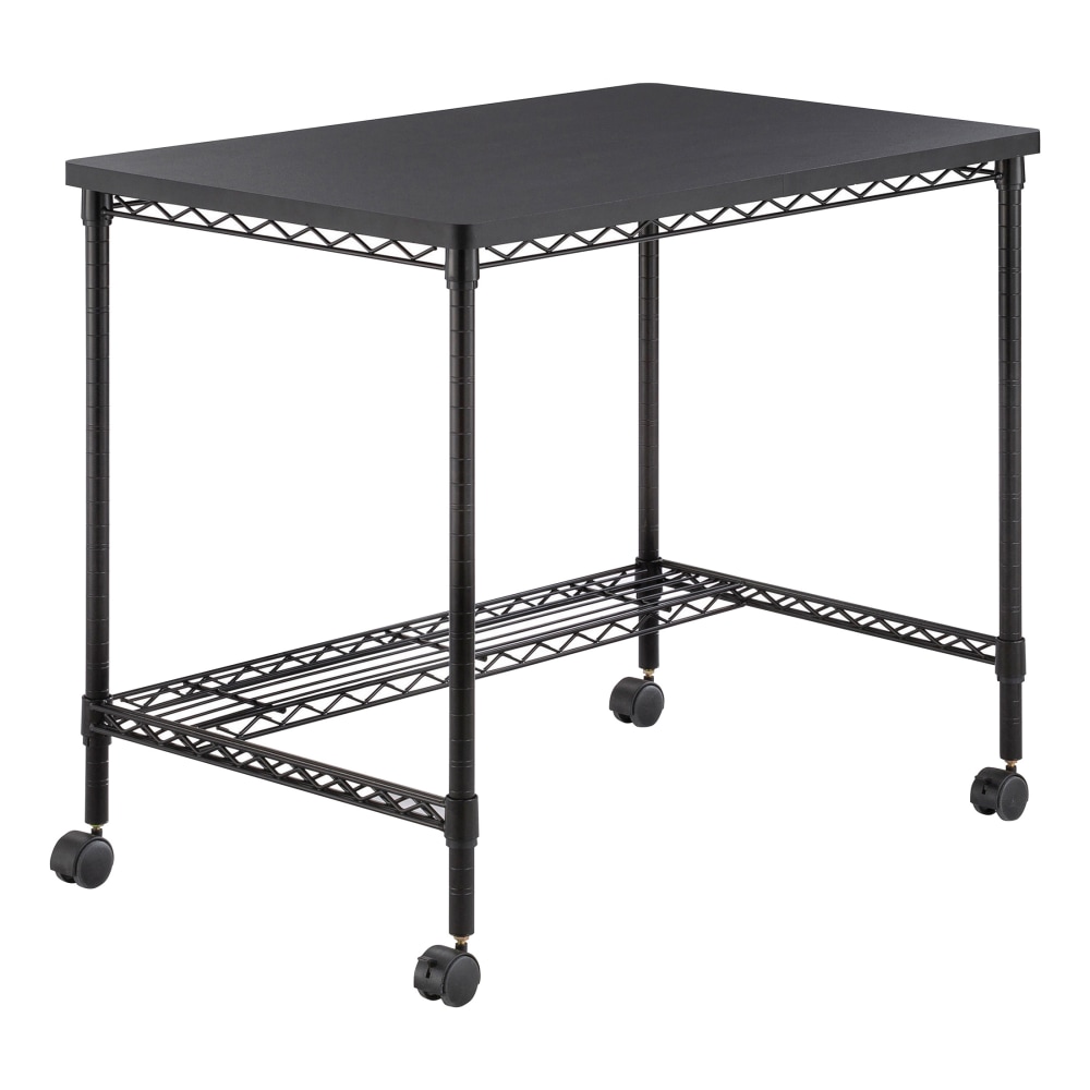 Safco 36inW Mobile Wire Desk Workstation, 30-3/4inH x 35-3/4inW x 24inD, Black MPN:5203BL