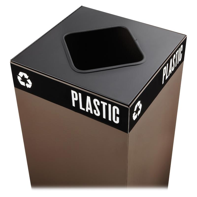 Safco Public Square Recycling Receptacle Lid, 8in Square Opening, 3/4inH x 15inW x 15inD, Black MPN:2989BL