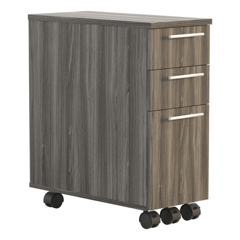 Safco Medina 10-5/8inD Vertical 2-Drawer Skinny Pedestal File Cabinet, Walnut MPN:SAFABSPLGS