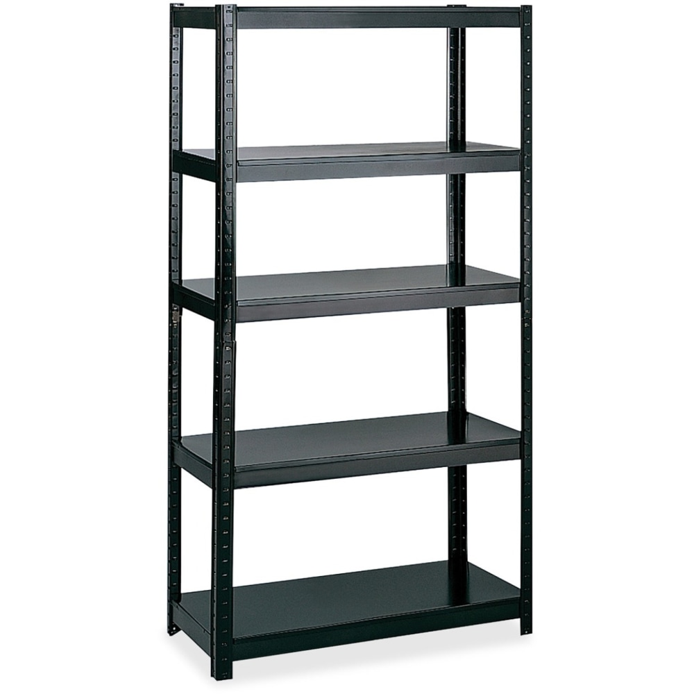 Safco Boltless Steel Shelving Storage Unit/Wrkbnch - 5 Compartment(s) - 72in Height x 36in Width x 24in Depth - Floor - Black - Steel - 1Each MPN:5247BL