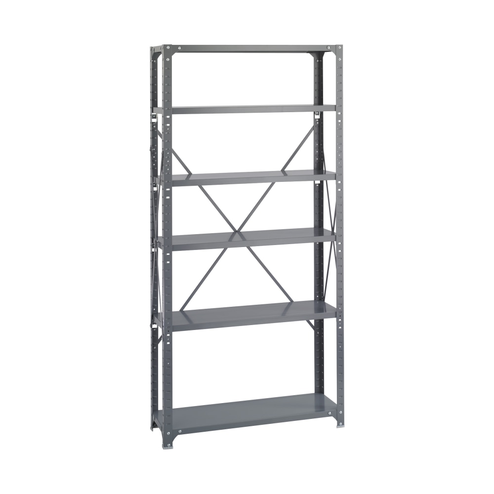 Safco Commercial Shelf Kit - 36inx 12in Depth x 75in - 6x Shelf(ves) - 2100 lb Load Capacity - Dark Gray - Powder Coated - Steel - Recycled - 6268 MPN:6268