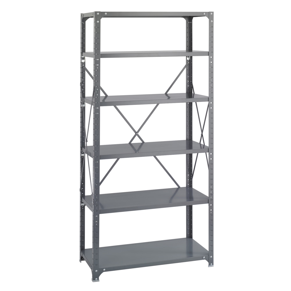 Safco Commercial Steel Shelf Pack, 75inH x 36inW x 18inD, 6 Shelves, Gray MPN:6269