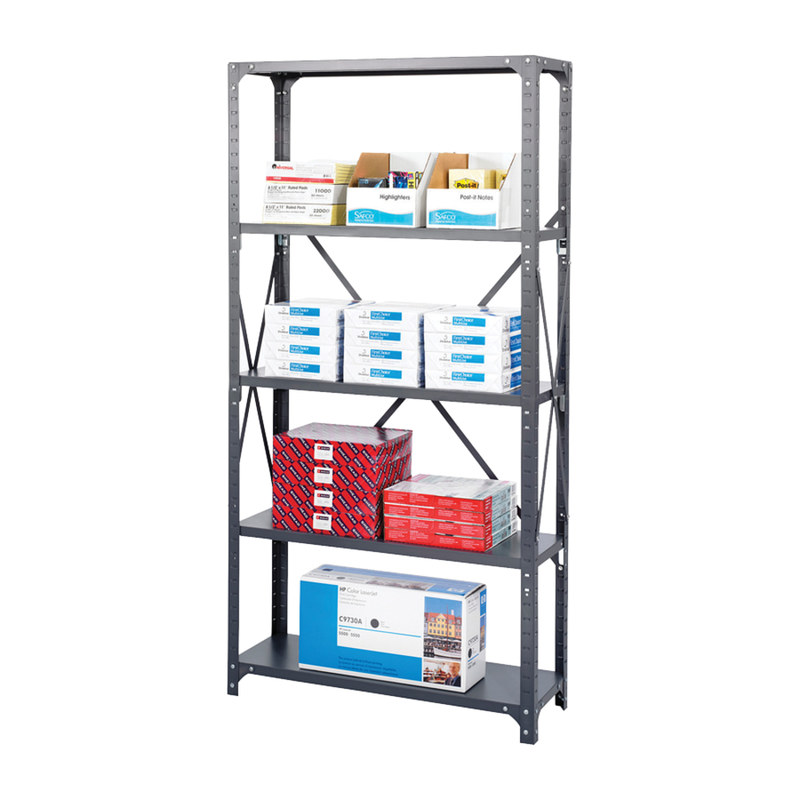 Safco Commercial Steel Shelf Pack, 75inH x 36inW x 24inD, 6 Shelves, Gray MPN:6270