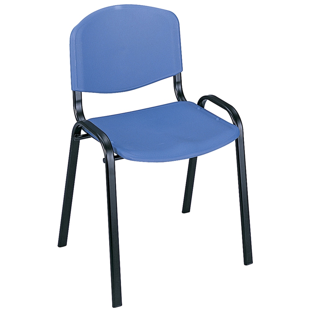 Safco Plastic Seat, Plastic Back Stacking Chair, 18 1/2in Seat Width, Blue Seat/Black Frame, Quantity: 4 MPN:4185BU