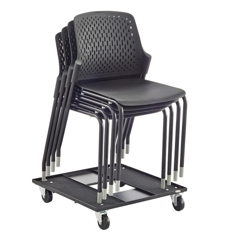 Safco Next Plastic Seat, Plastic Back Stacking Chair, 18 1/2in Seat Width, Black Seat/Black Frame, Quantity: 4 MPN:4287BL
