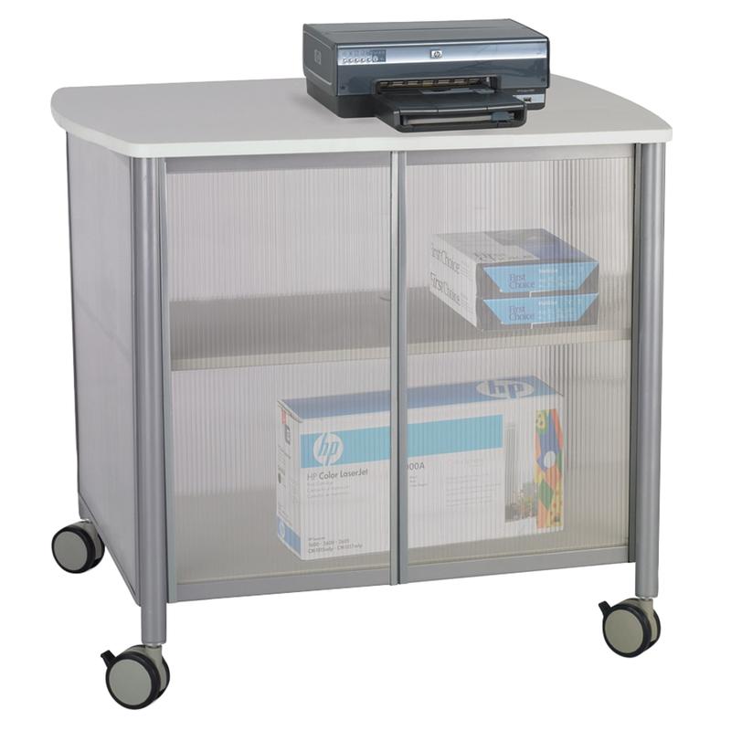 Safco Impromptu Machine Stand, Deluxe With Doors, 30 3/4inH x 34 3/4inW x 25 1/2inD, Gray MPN:1859GR