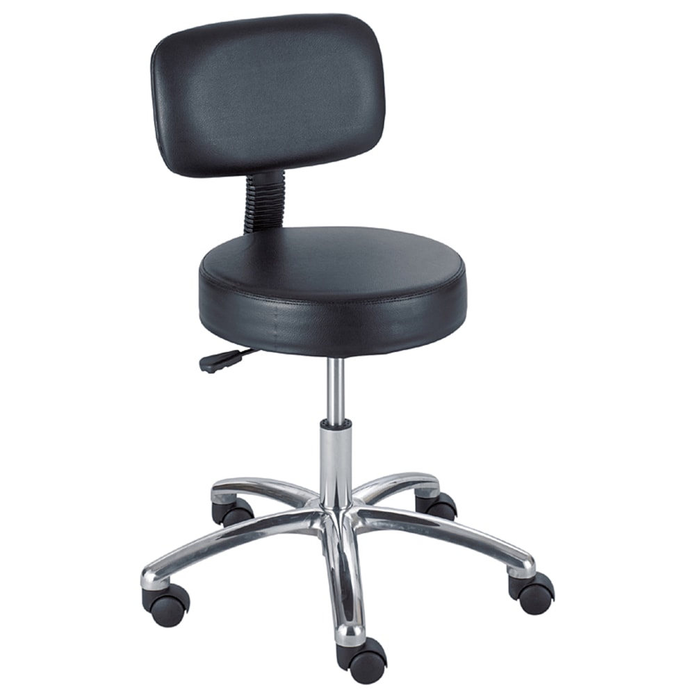 Safco Pneumatic-Lift Lab Stool With Back, Black/Chrome MPN:3430BL