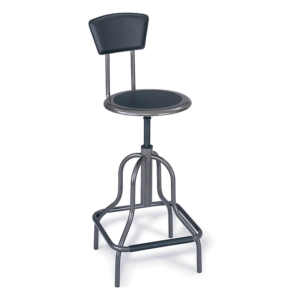 Safco Diesel Bonded Leather High-Base Stool With Back, Pewter MPN:6664