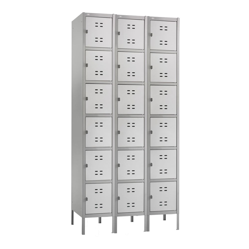 Safco Six-Tier Two-Tone 3-Column Locker With Legs, 78inH x 36inW x 18inD, Gray MPN:5527GR