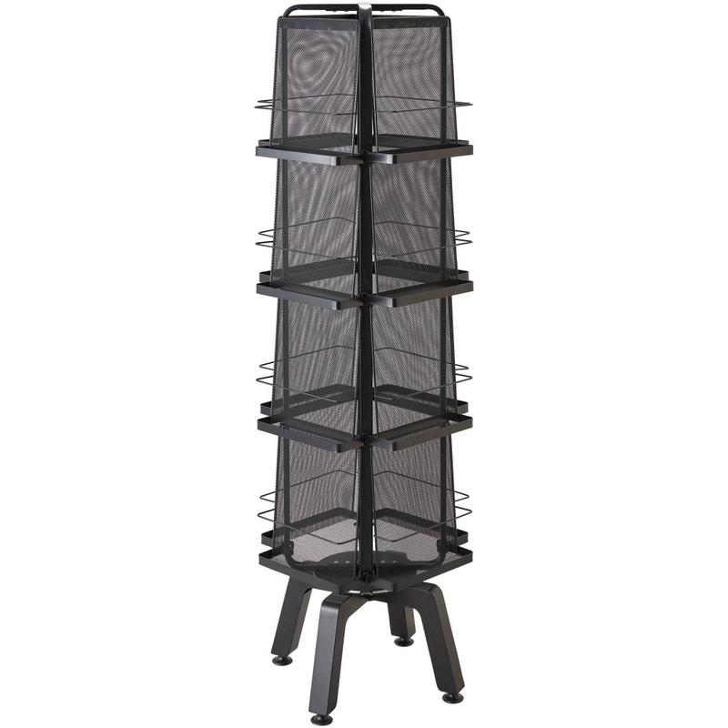 Safco Mesh Rotating Magazine Stand With 16 Pockets, 58.6inH x 18.3inW x 18.3inD, Black MPN:5580BL
