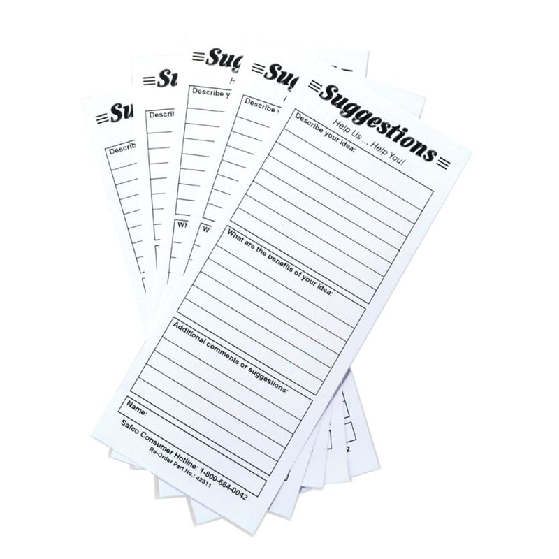Safco Suggestion Box Card Refills, 8in x 3 1/2in, White, Pack Of 25 (Min Order Qty 8) MPN:4231