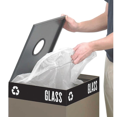Public Square Square Trash Can, Brown, Heavy Gauge Steel, 15-1/4