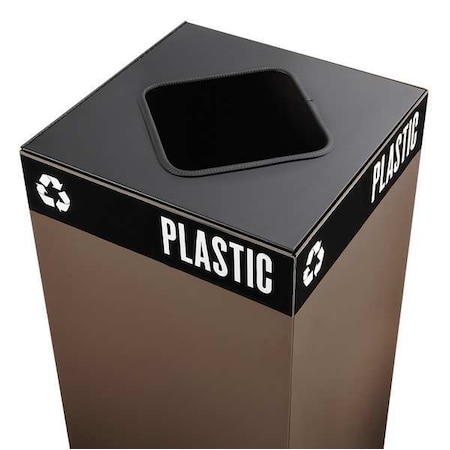 Square Recycling Bin, Black, Steel, 1 Openings MPN:2989BL