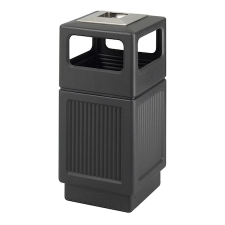 Canmeleon 38 gal Square Outdoor Can, Black, None, Plastic, 18 1/4 in MPN:9477BL