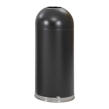 15 gal. Stainless Steel, Galvanized Steel Round Trash Can, Black MPN:9639BL
