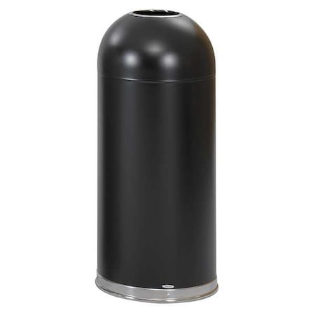 15 gal Round Trash Can, Black, None, Steel, Not Applicable MPN:9639BL