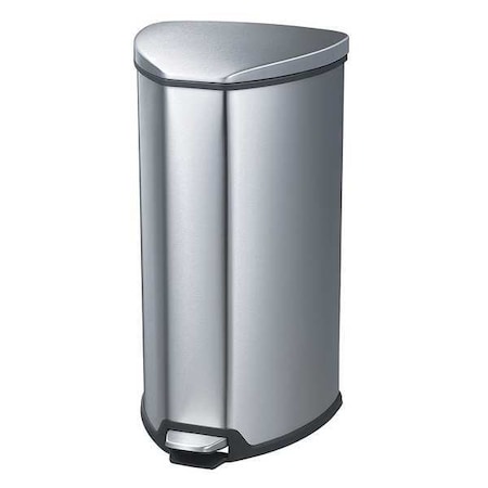 4 gal. Stainless Steel, Rigid Plastic Half-Round Wastebasket, Silver MPN:9685SS