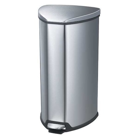 10 gal. Stainless Steel Half-Round Wastebasket, Silver MPN:9687SS