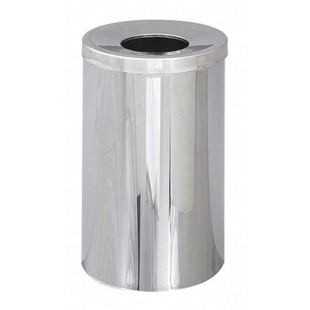 35 gal. Puncture-Resistant Steel Round Trash Can, Silver MPN:9695