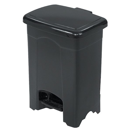 4 gal Rectangular Step-On Can, Black, Step-On, Plastic, 12 1/4 in MPN:9710BL