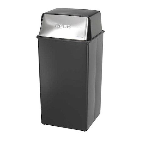 36 gal. Steel, Rigid Plastic Rectangular Trash Can, Black MPN:9895