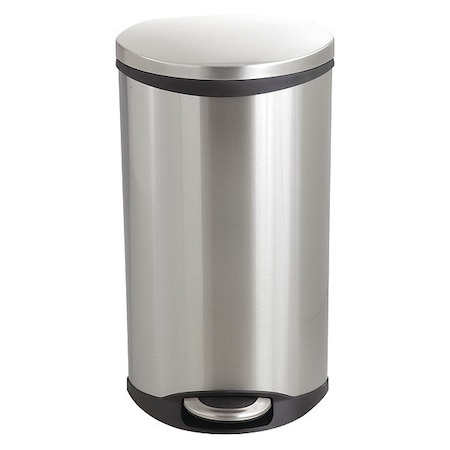 7-1/2 gal. Stainless Steel, Rigid Plastic Oval Wastebasket, Silver MPN:9902SS