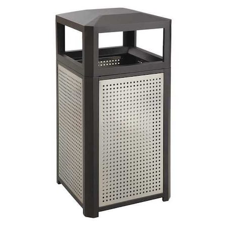 Evos 38 gal Square Outdoor Can, Black, Open Side, Galvanized Steel, 21 in MPN:9934BL
