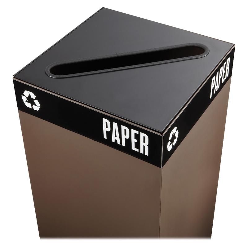 Safco Public Square Recycling Receptacle Lid, 2in x 15in Slot, 3/4inH x 15inW x 15inD, Black MPN:2987BL