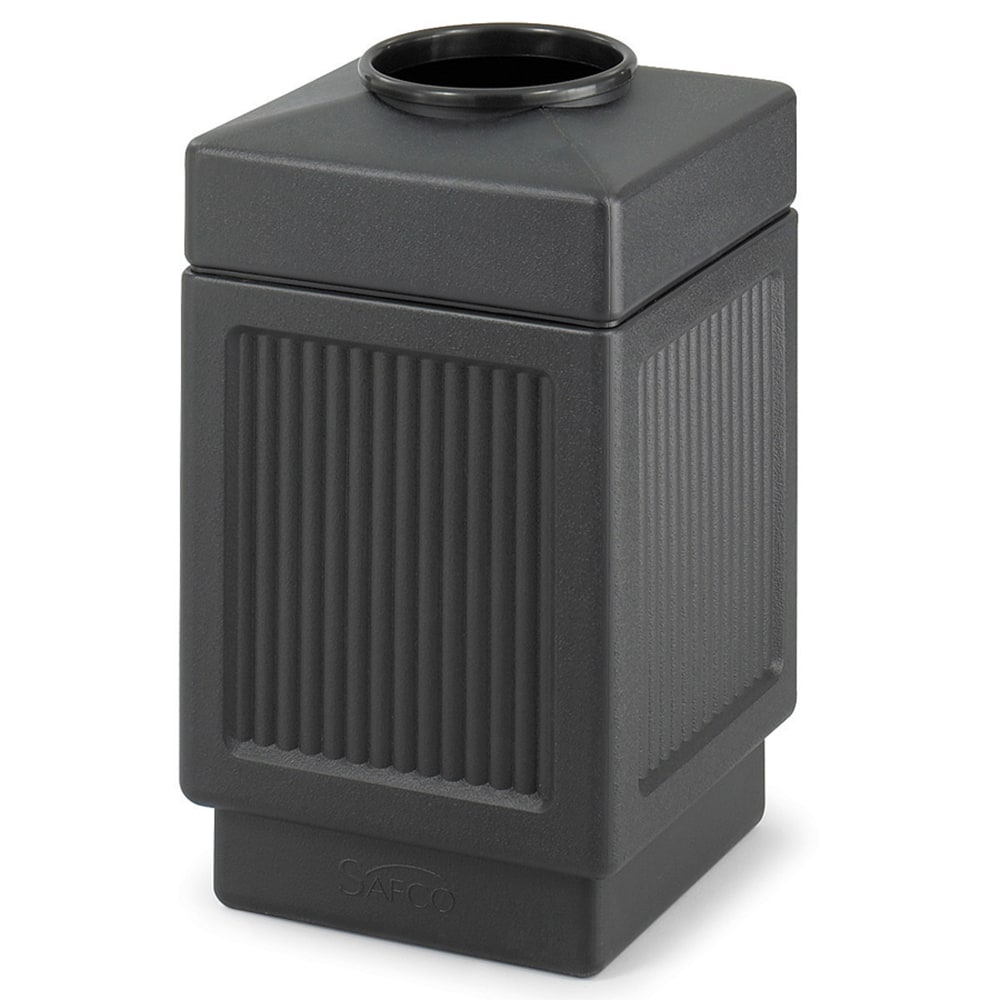 Safco Canmeleon Recessed Panel Ash Urn, Top Opening, 38 Gallons, Black MPN:9475BL