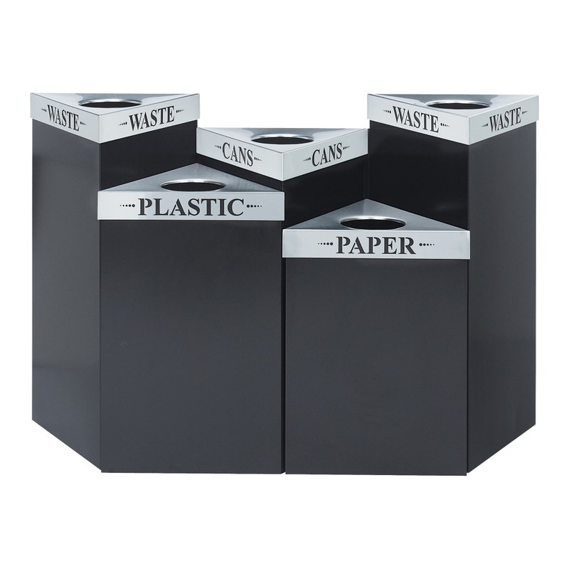 Safco Trifecta Steel Receptacle Base, 15 Gallons, 26in x 19 1/2in x 19 1/2in, Black MPN:9550BL