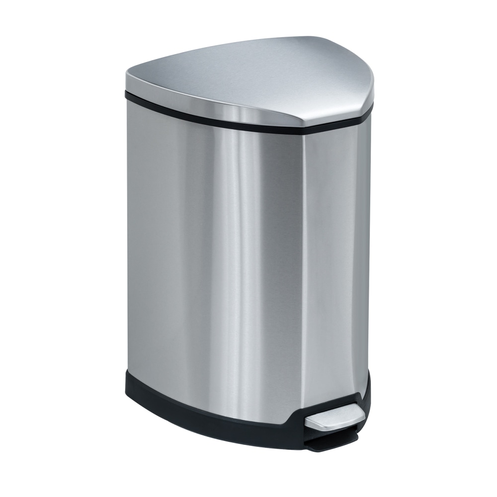 Safco Hands-Free Step-On Receptacle, 4-Gallon, Silver MPN:9685SS