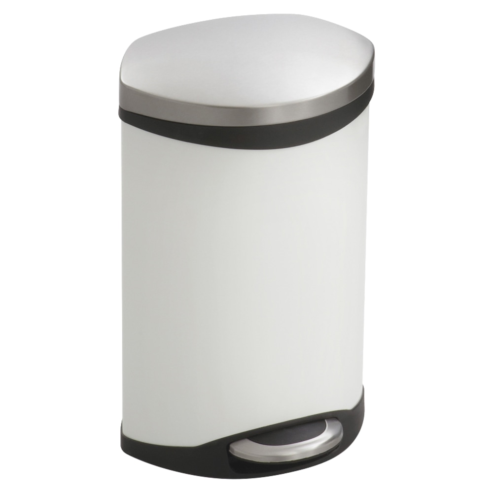 Safco Hands-Free Step-On Trash Receptacle, 3 Gallons, 12in x 8 1/2in x 17in, White MPN:9901WH