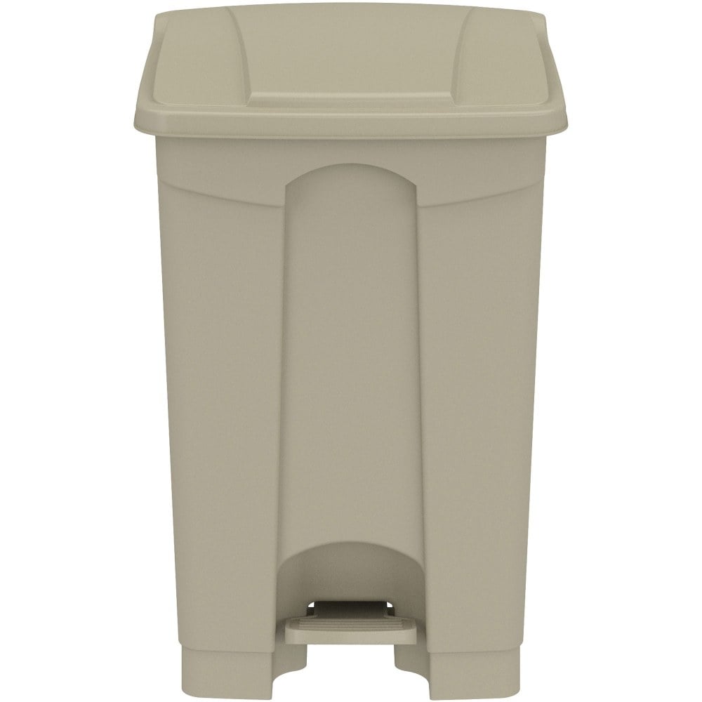 Safco Plastic Step-on Waste Receptacle - 12 gal Capacity - Foot Pedal, Lightweight, Easy to Clean - 23.8inx15.8inx 16in Depth - Plastic - Tan - 1/Carton MPN:9925TN