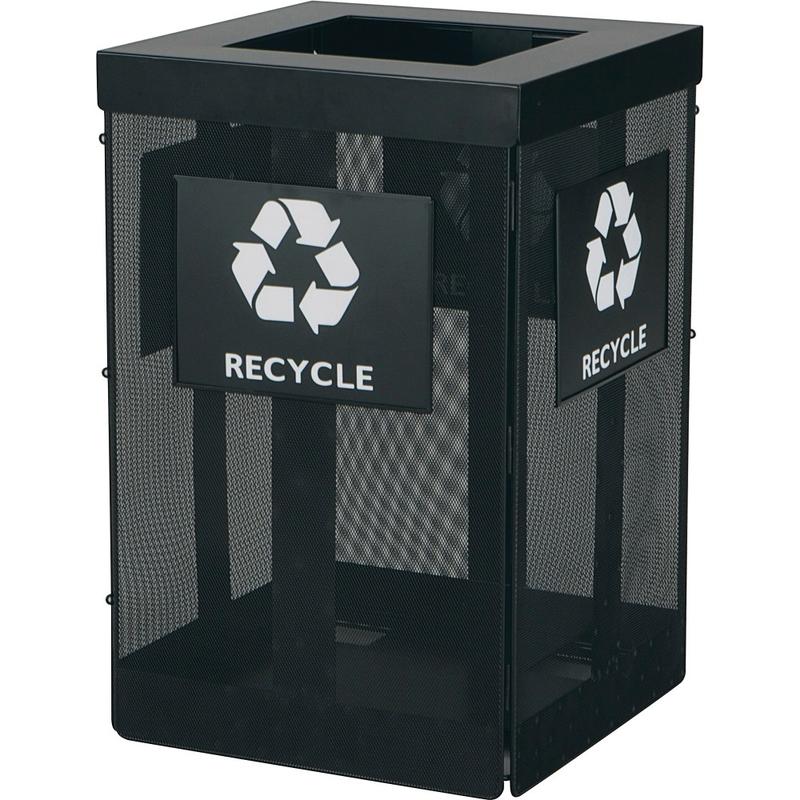 Safco Onyx Waste Receptacle - Overlapping Lid - 36 gal Capacity - Durable, Powder Coated - 29.8in x 19.5inx 19.5in Depth - Steel - Black - 1 Each MPN:9936BL