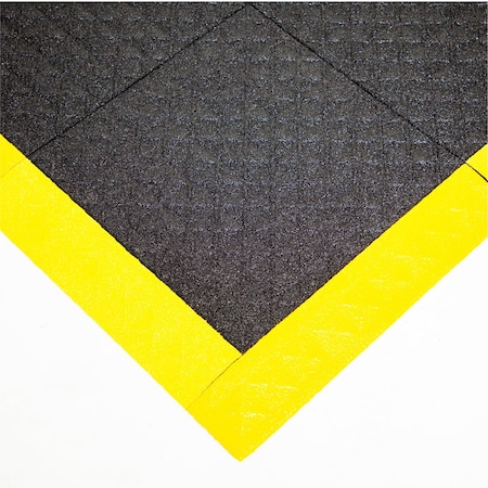 Antifatigue Mat, 44 inch L x 44 inch W, Black Tiles / Yellow Border MPN:AG1BZ1