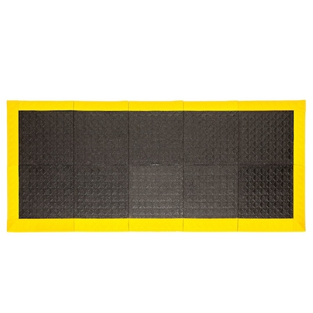 Antifatigue Mat, 44 inch L x 98 inch W, Black Tiles / Yellow Border MPN:AG1BZ3