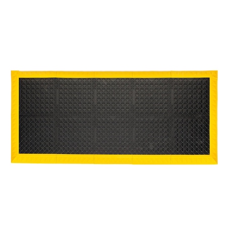 Antifatigue Mat, 44 inch L x 98 inch W, Black Tiles / Yellow Border MPN:AM1BZ3